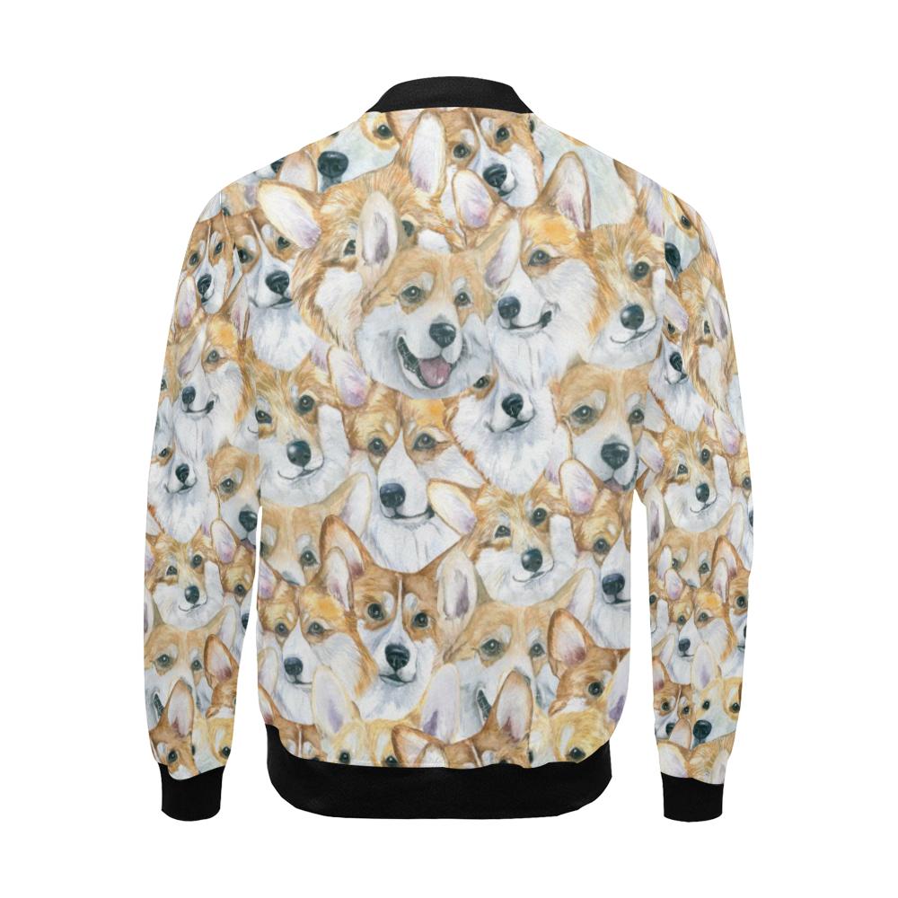 Multi Corgi Pattern Print Men's Bomber Jacket-grizzshop