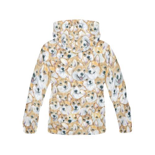 Multi Corgi Pattern Print Women Pullover Hoodie-grizzshop