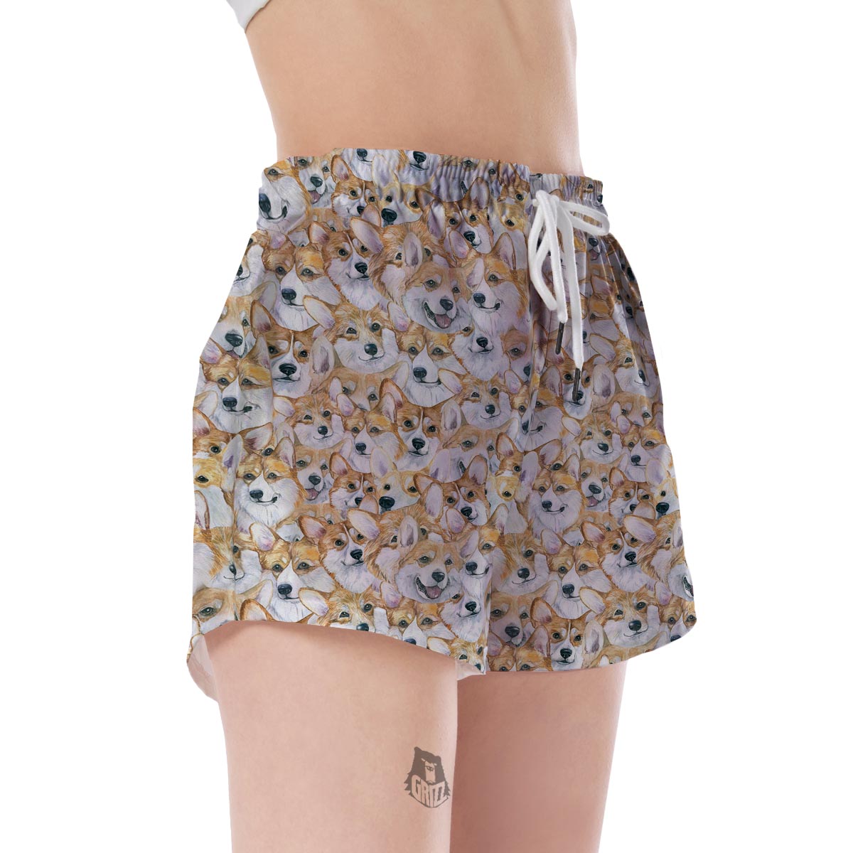Multi Corgi Pattern Print Women's Shorts-grizzshop