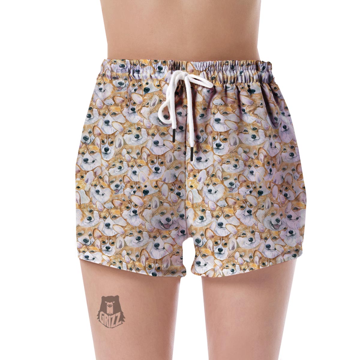 Multi Corgi Pattern Print Women's Shorts-grizzshop