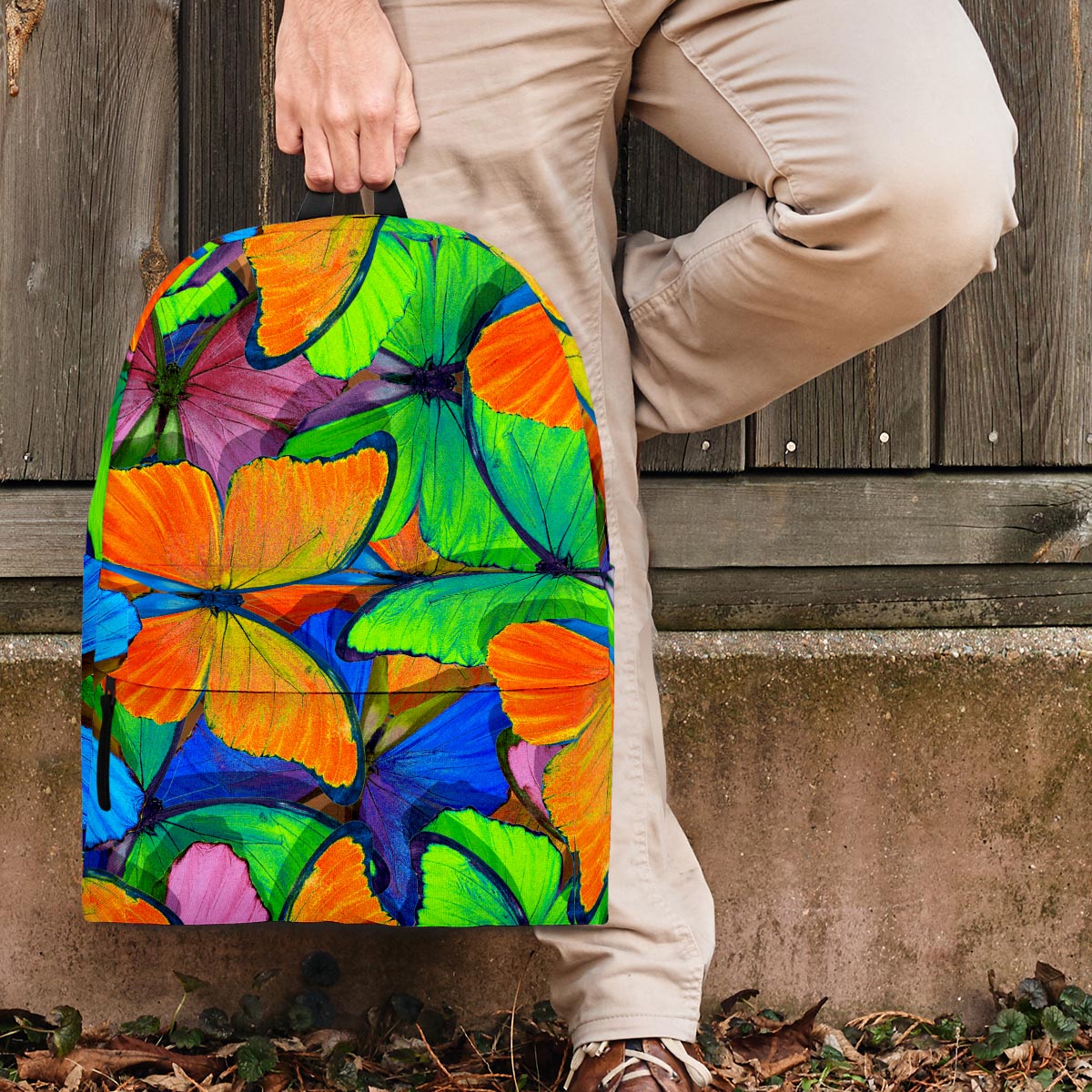 Multicolor Butterfly Print Backpack-grizzshop