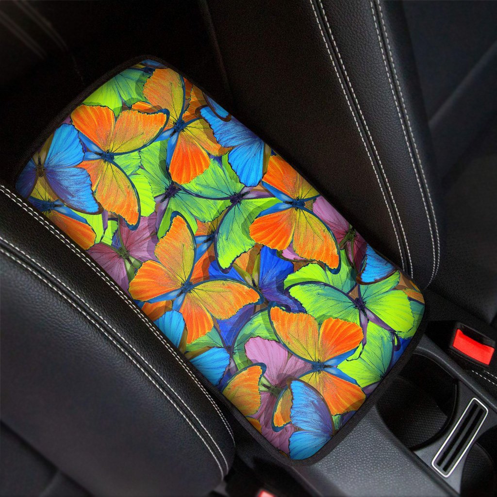 Multicolor Butterfly Print Car Console Cover-grizzshop