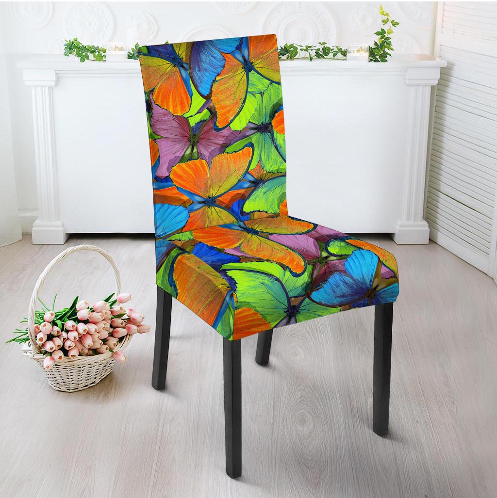 Multicolor Butterfly Print Chair Cover-grizzshop