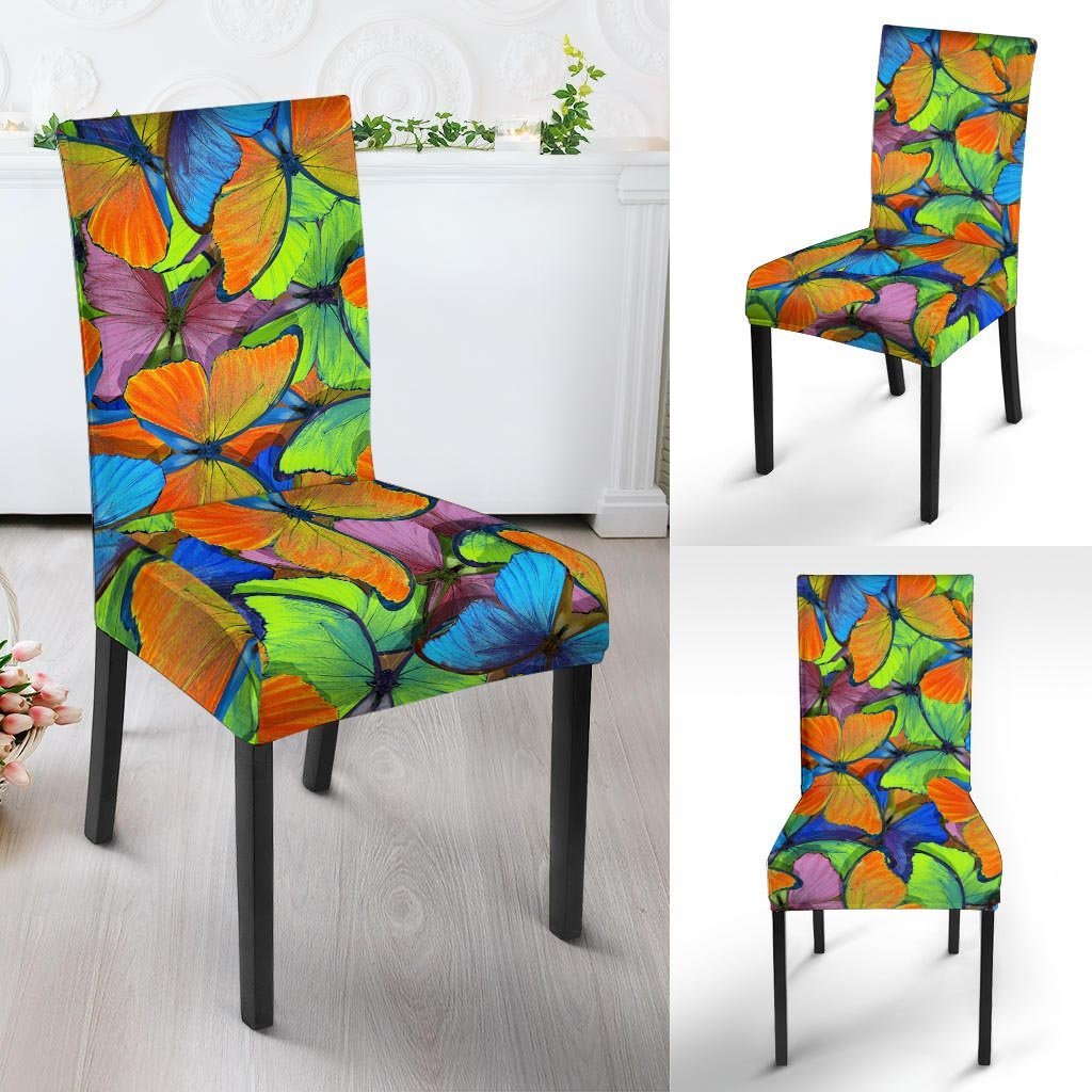 Multicolor Butterfly Print Chair Cover-grizzshop