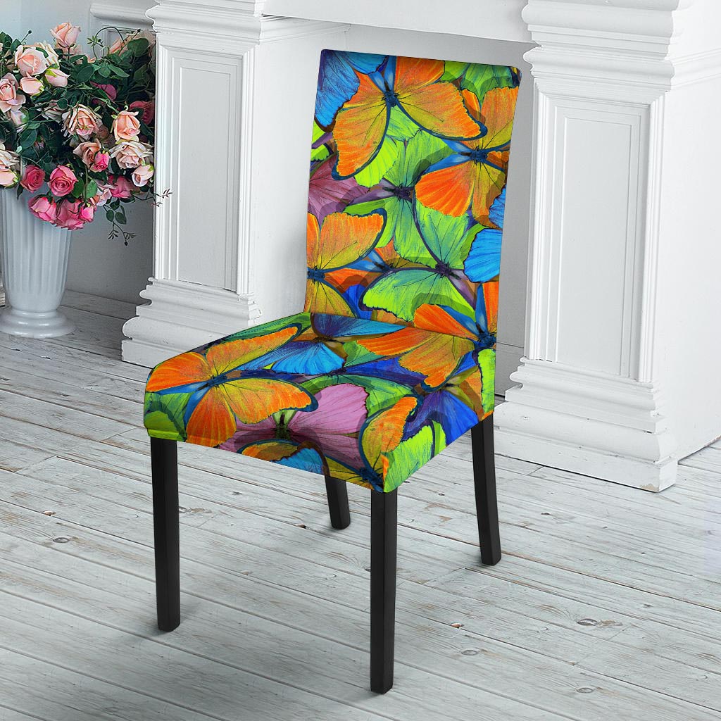 Multicolor Butterfly Print Chair Cover-grizzshop
