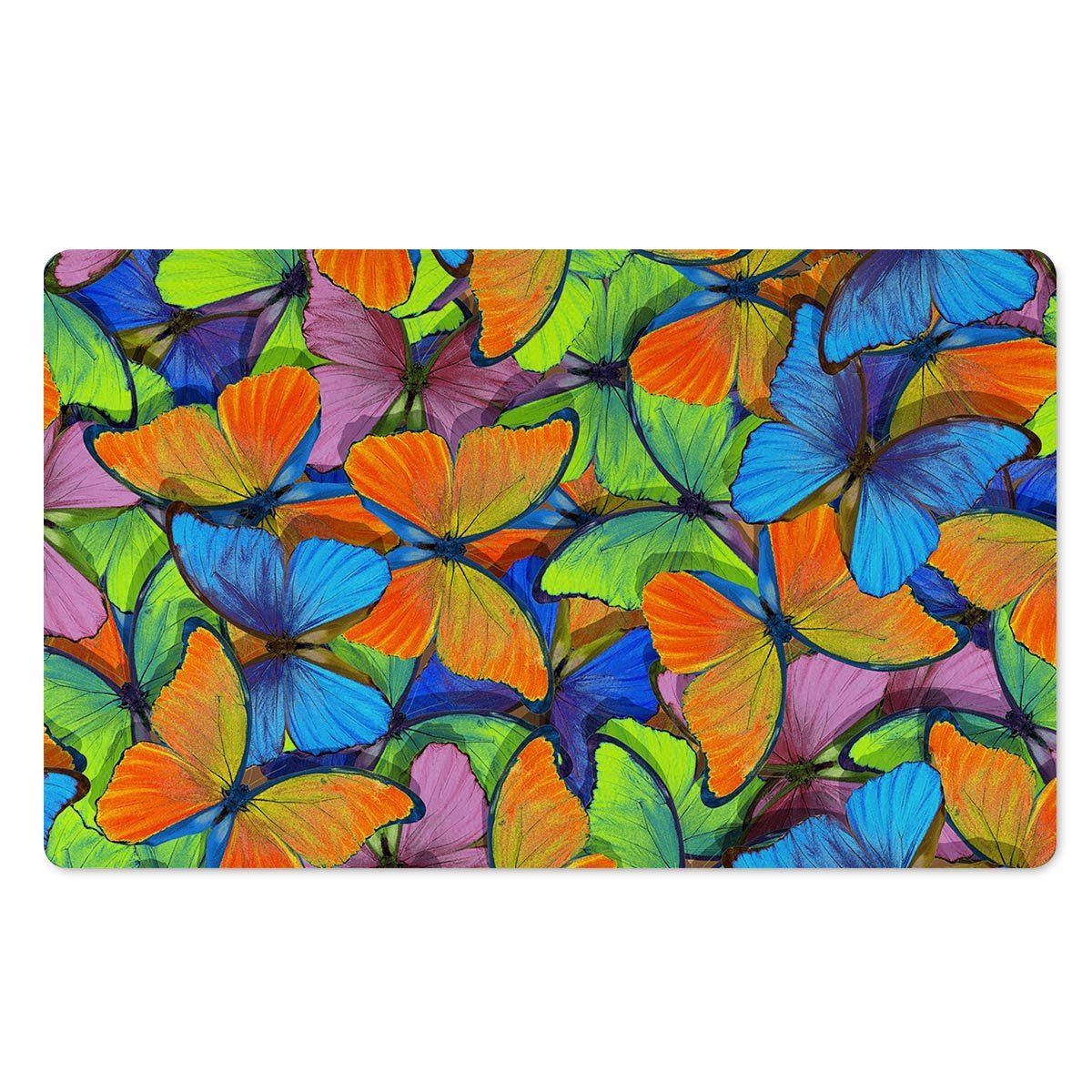 Multicolor Butterfly Print Door Mat-grizzshop