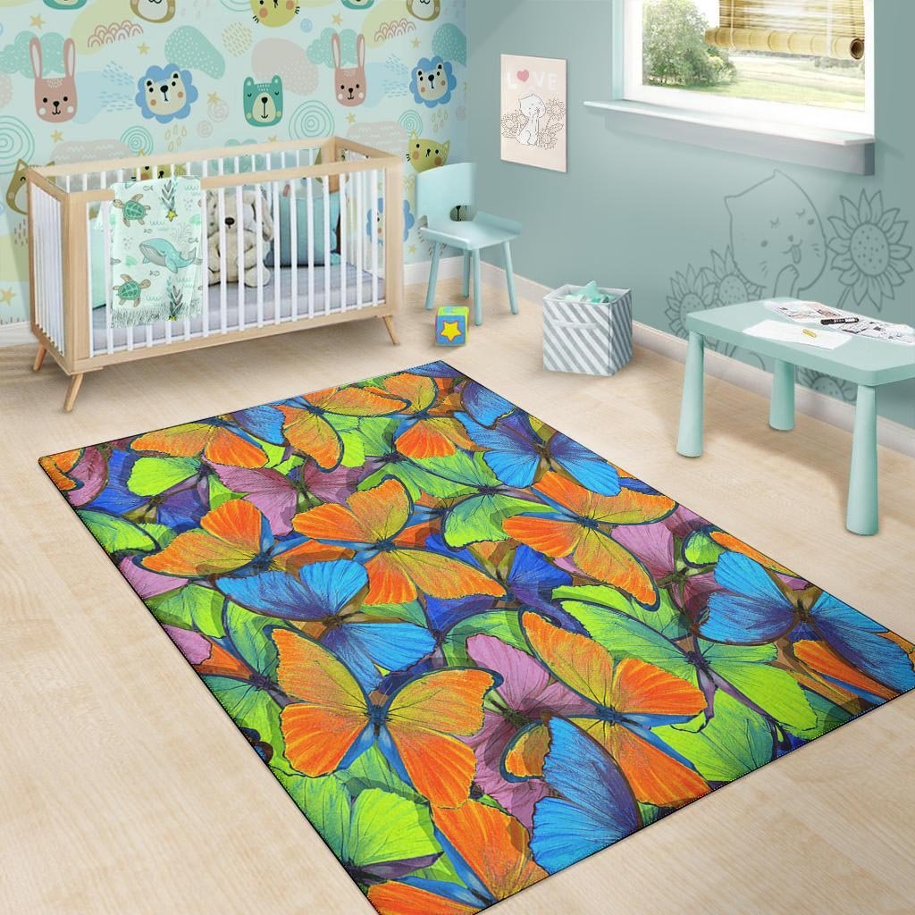 Multicolor Butterfly Print Floor Mat-grizzshop