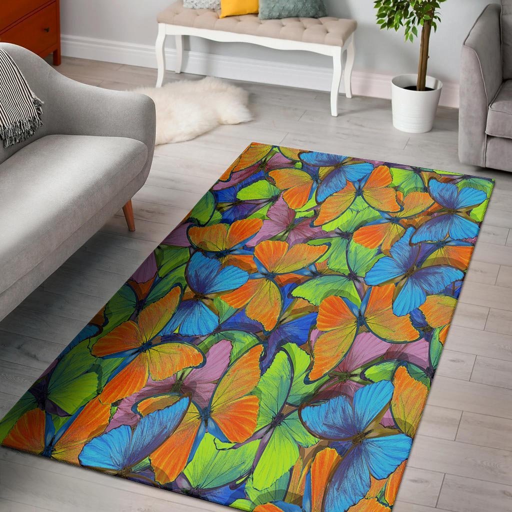 Multicolor Butterfly Print Floor Mat-grizzshop