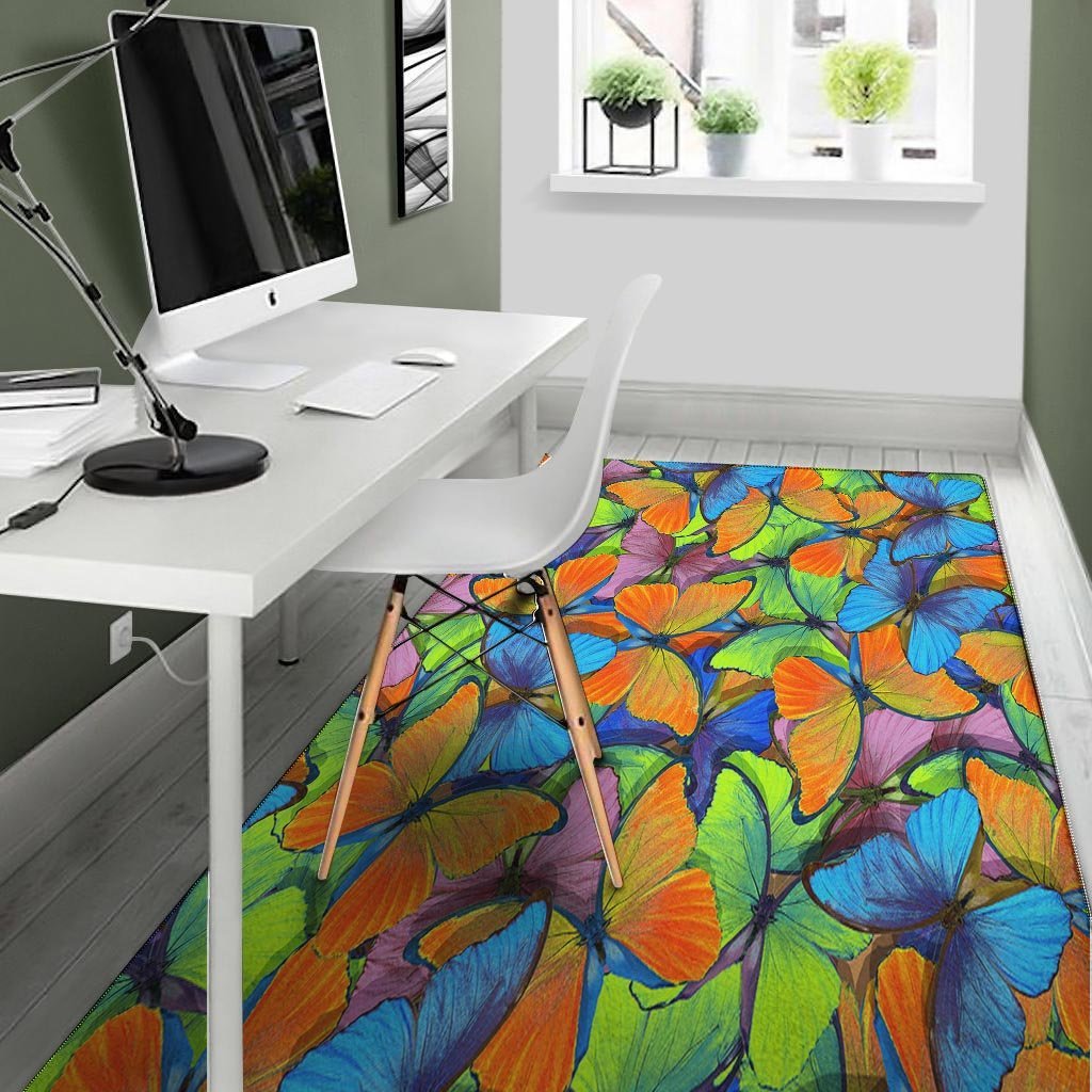 Multicolor Butterfly Print Floor Mat-grizzshop