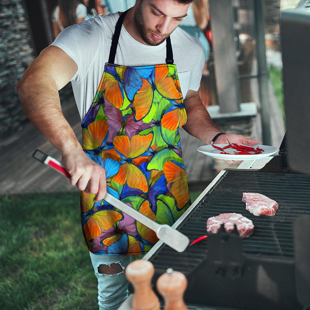 Multicolor Butterfly Print Men's Apron-grizzshop