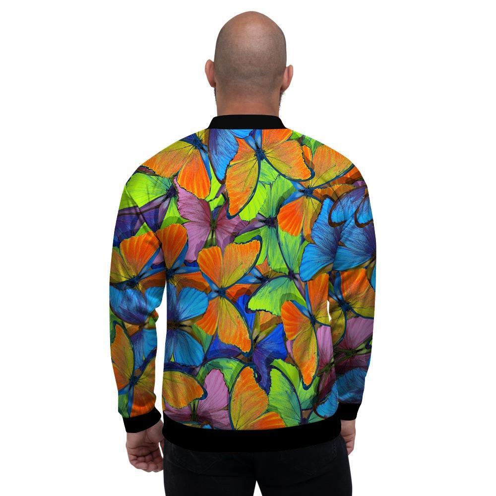 Multicolor Butterfly Print Men's Bomber Jacket-grizzshop