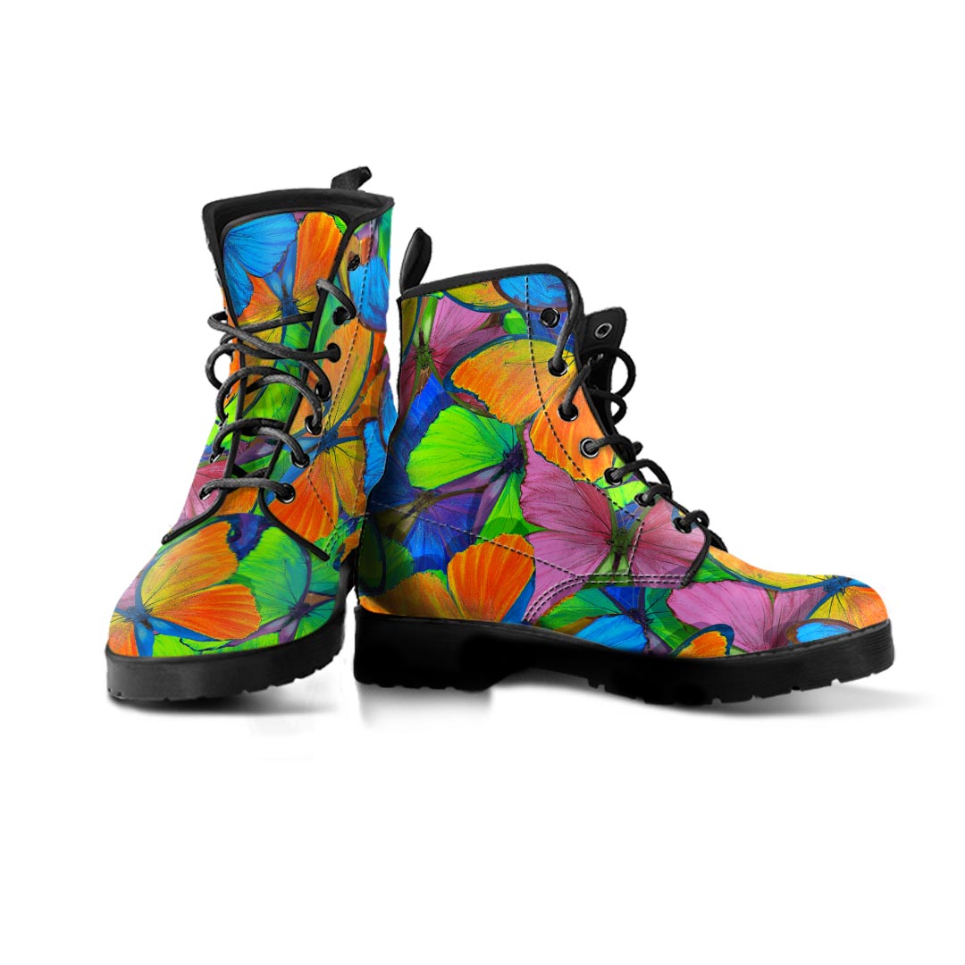 Multicolor Butterfly Print Men's Boots-grizzshop