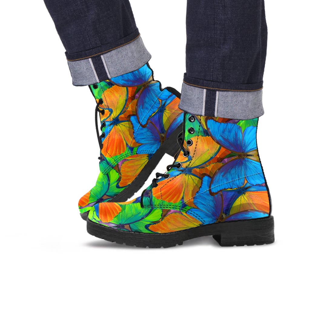 Multicolor Butterfly Print Men's Boots-grizzshop