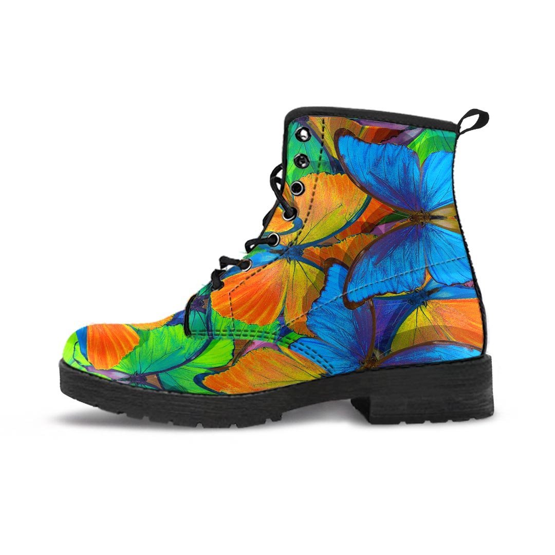 Multicolor Butterfly Print Men's Boots-grizzshop