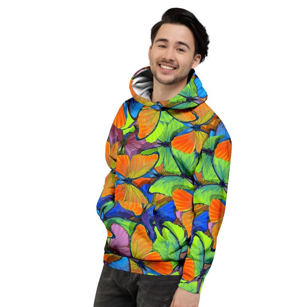 Multicolor Butterfly Print Men's Hoodie-grizzshop