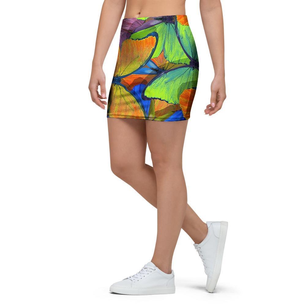 Multicolor Butterfly Print Mini Skirt-grizzshop