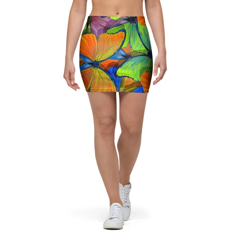 Multicolor Butterfly Print Mini Skirt-grizzshop