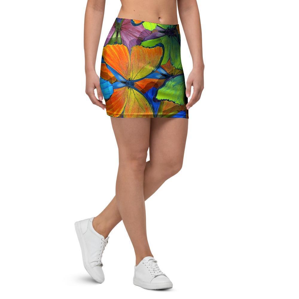 Multicolor Butterfly Print Mini Skirt-grizzshop