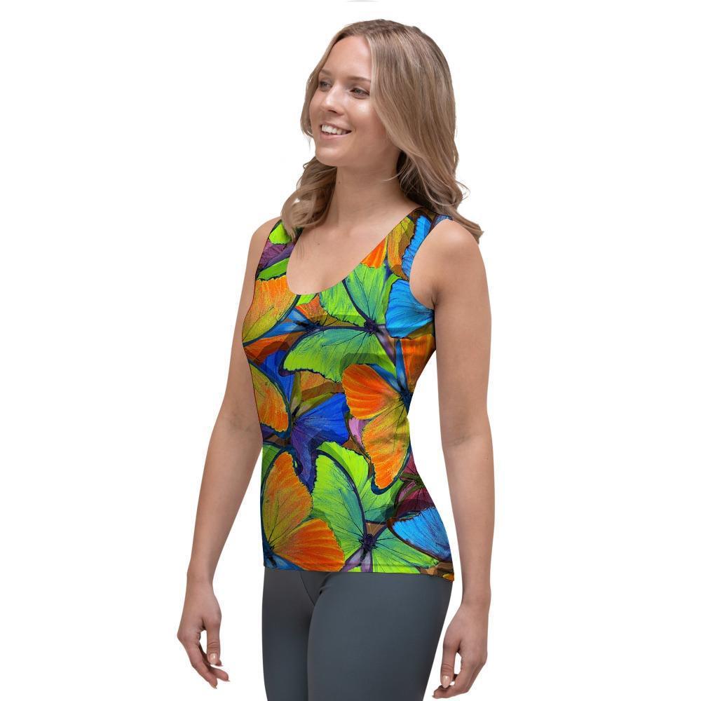 Multicolor Butterfly Print Women's Tank Top-grizzshop