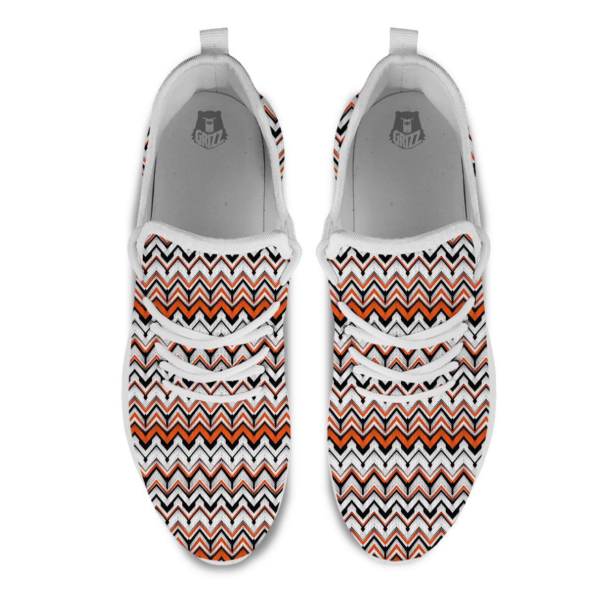 Multicolor Hand Drawn Zigzag Print White Athletic Shoes-grizzshop