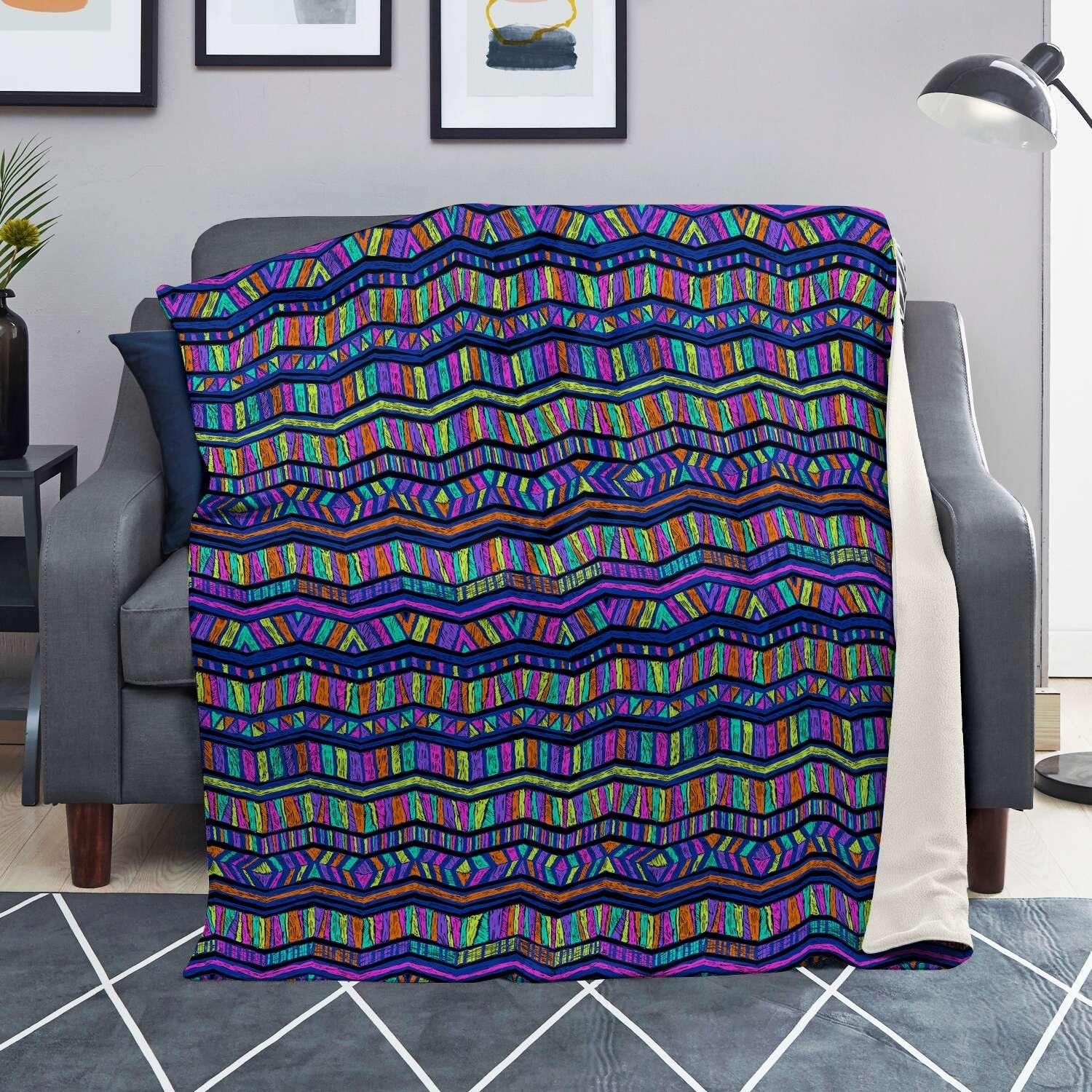 Multicolor Indian Aztec Doodle Elements Abstract Blanket-grizzshop