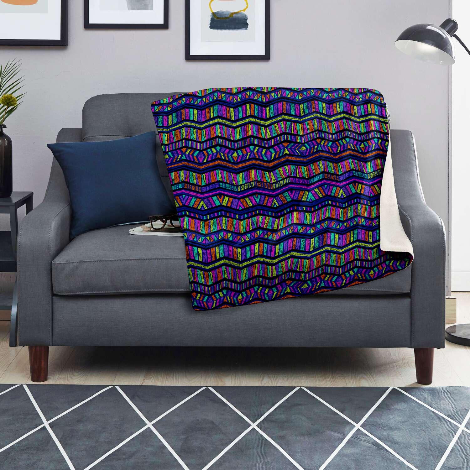 Multicolor Indian Aztec Doodle Elements Abstract Blanket-grizzshop