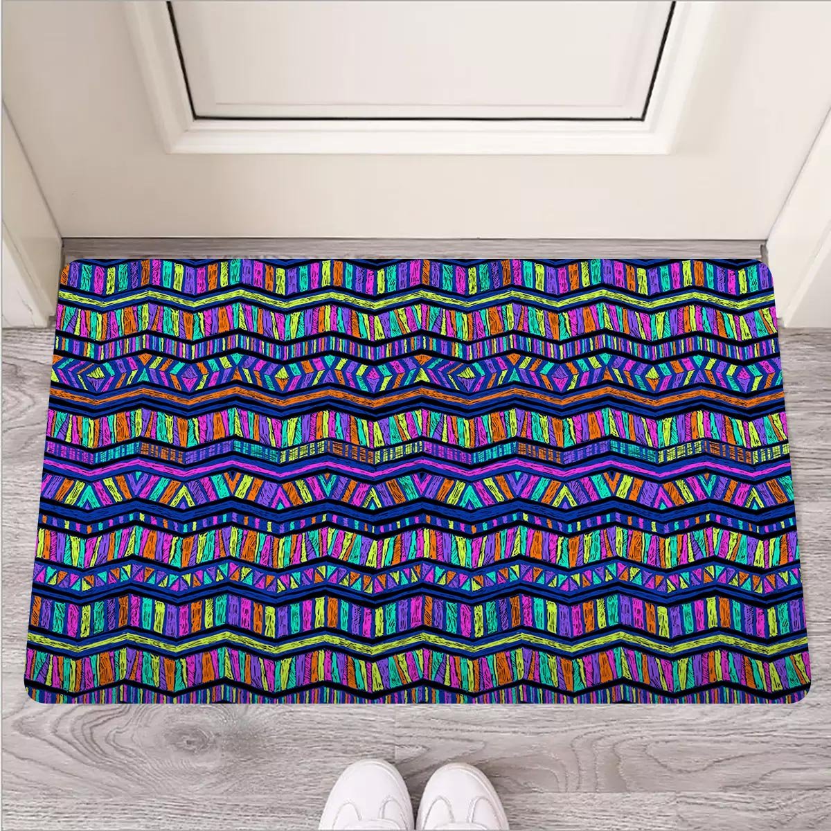 Multicolor Indian Aztec Doodle Elements Abstract Door Mat-grizzshop
