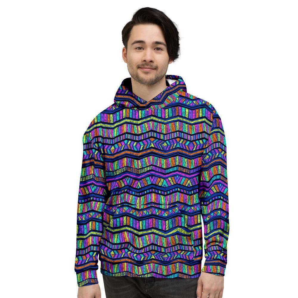 Multicolor Indian Aztec Doodle Elements Abstract Men's Hoodie-grizzshop