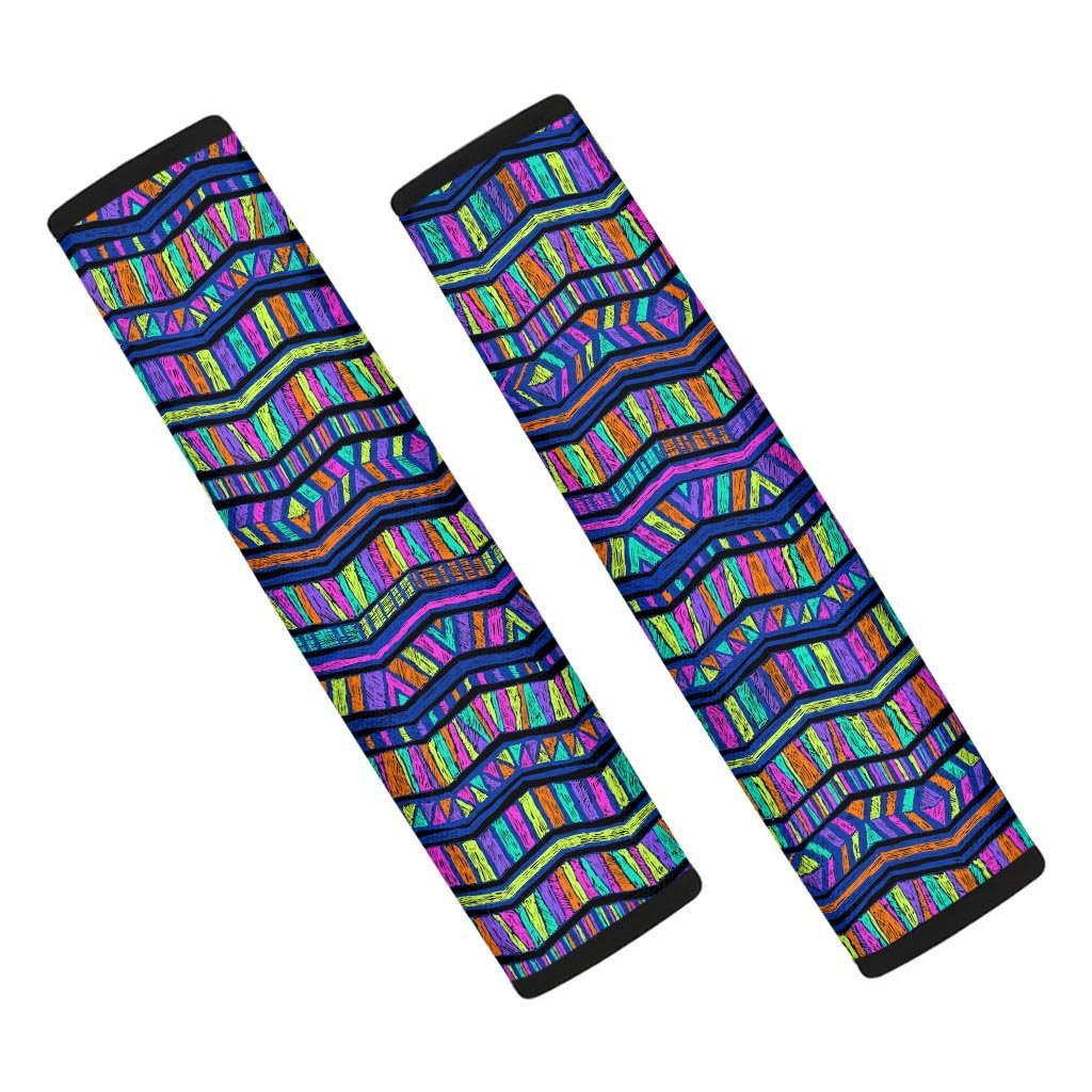 Multicolor Indian Aztec Doodle Elements Abstract Seat Belt Cover-grizzshop