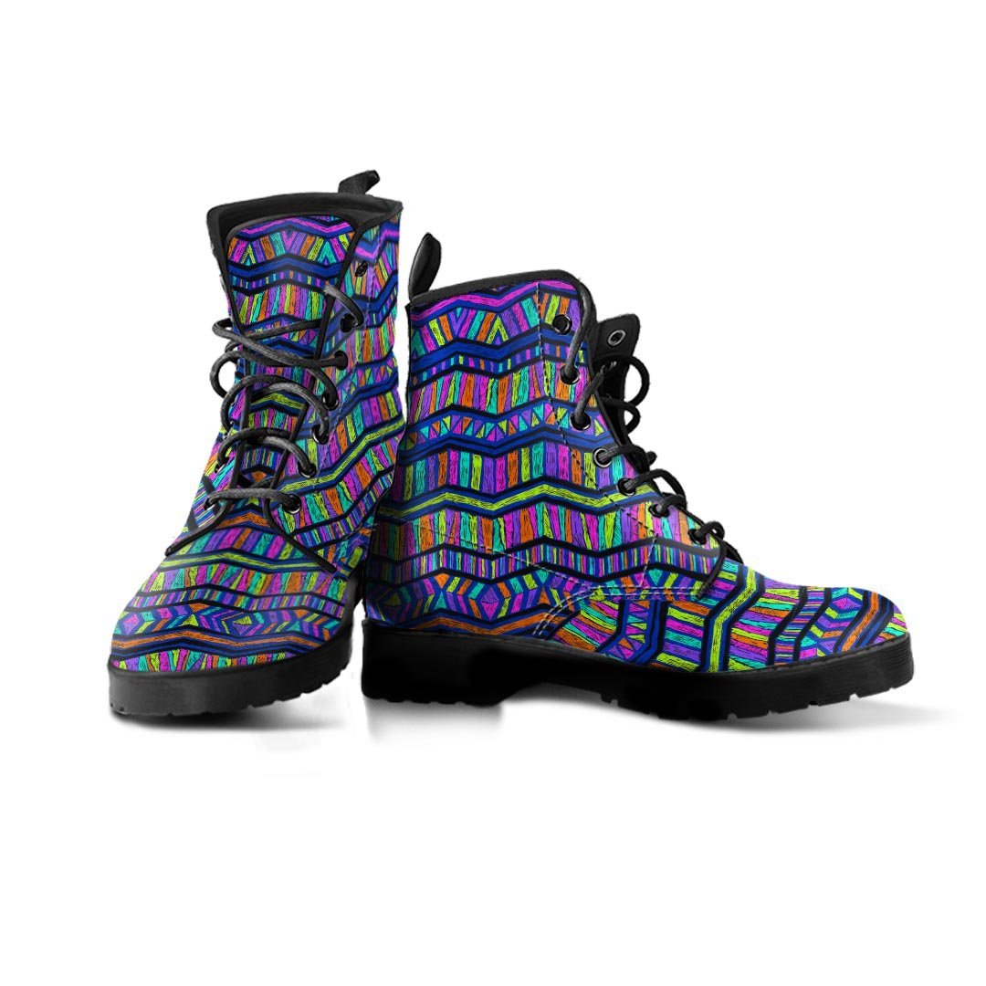 Multicolor Indian Aztec Doodle Elements Abstract Women's Boots-grizzshop