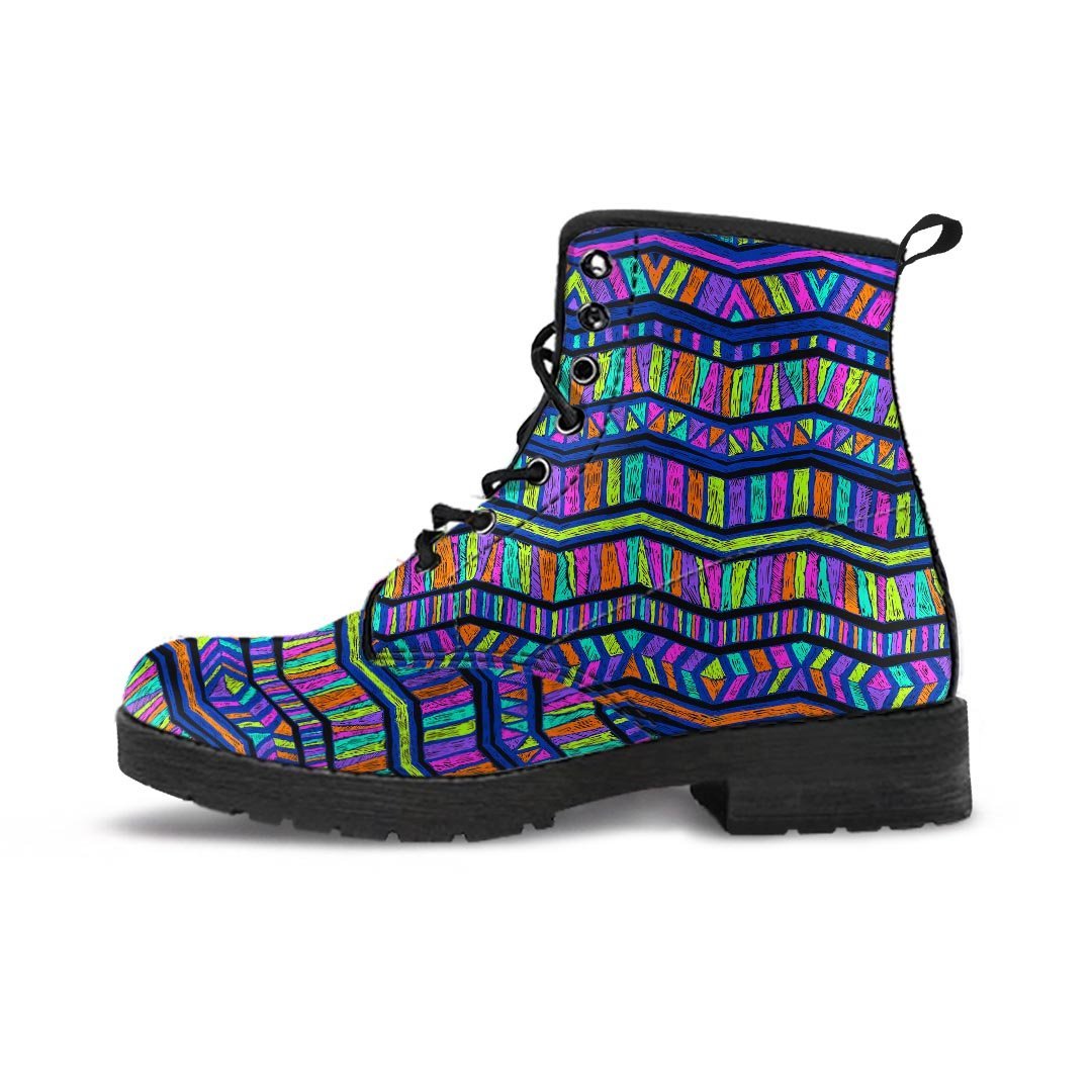 Multicolor Indian Aztec Doodle Elements Abstract Women's Boots-grizzshop