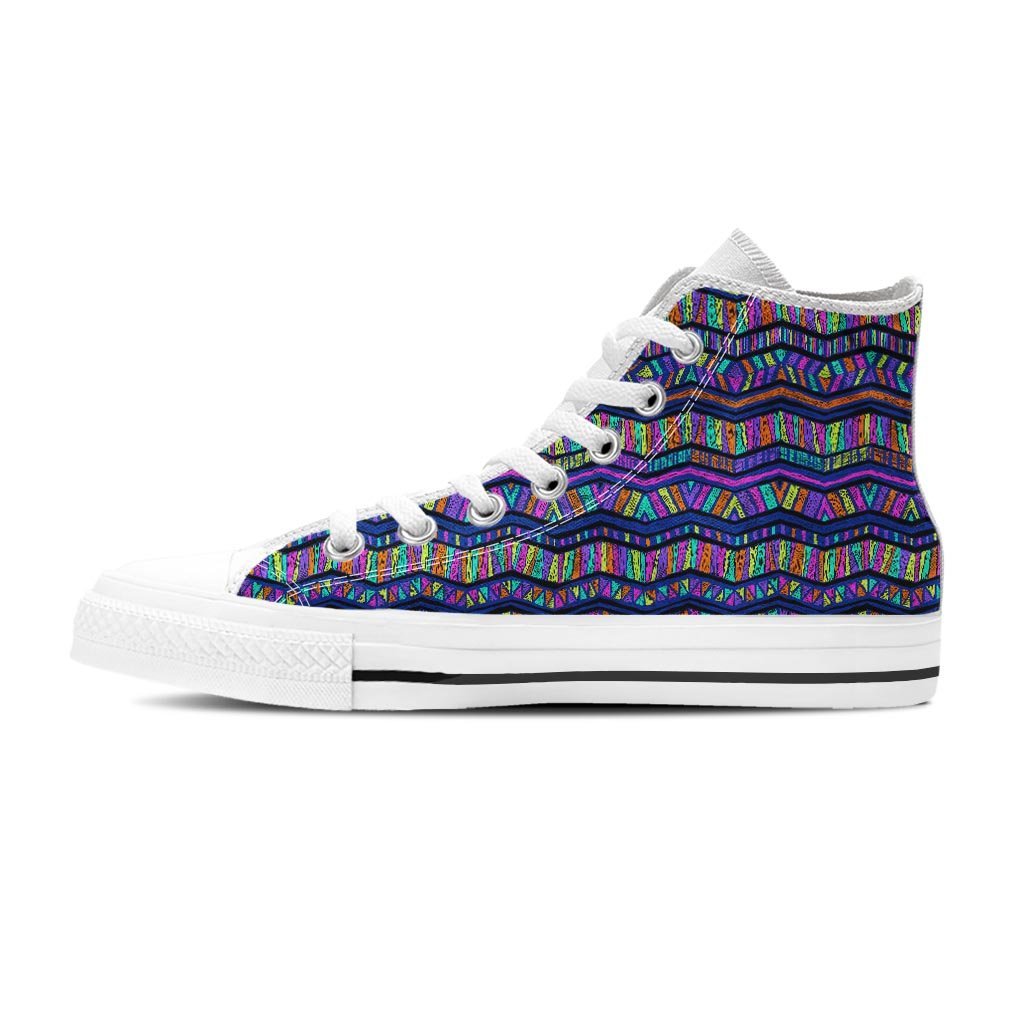 Multicolor Indian Aztec Doodle Elements Abstract Women's High Top Shoes-grizzshop
