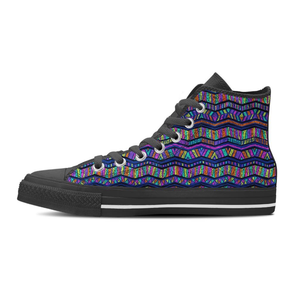 Multicolor Indian Aztec Doodle Elements Abstract Women's High Top Shoes-grizzshop