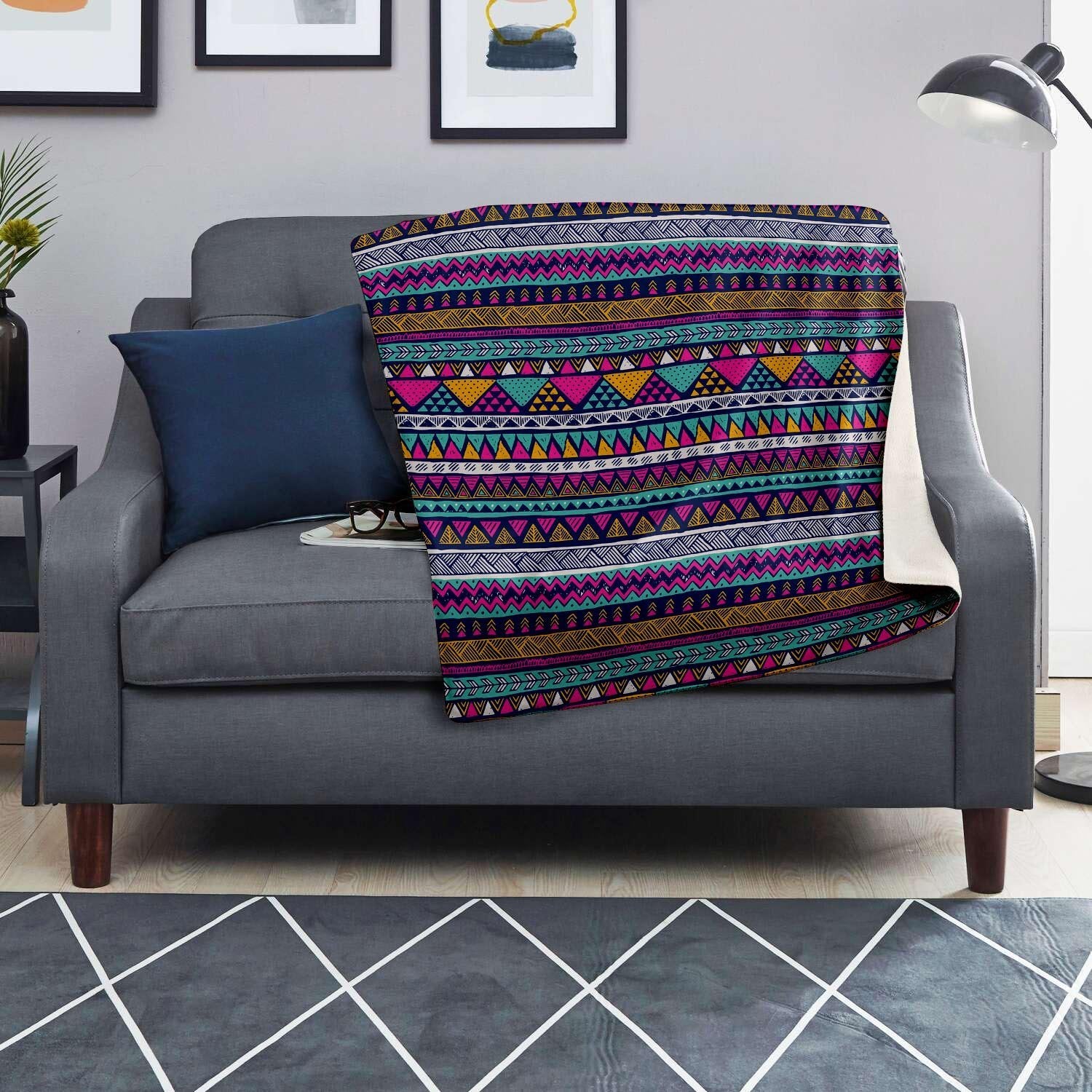 Multicolor Indian Aztec Geometric Art Blanket-grizzshop