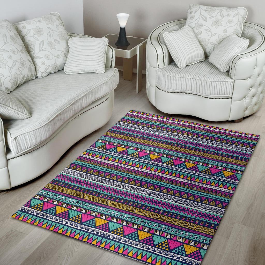 Multicolor Indian Aztec Geometric Art Floor Mat-grizzshop