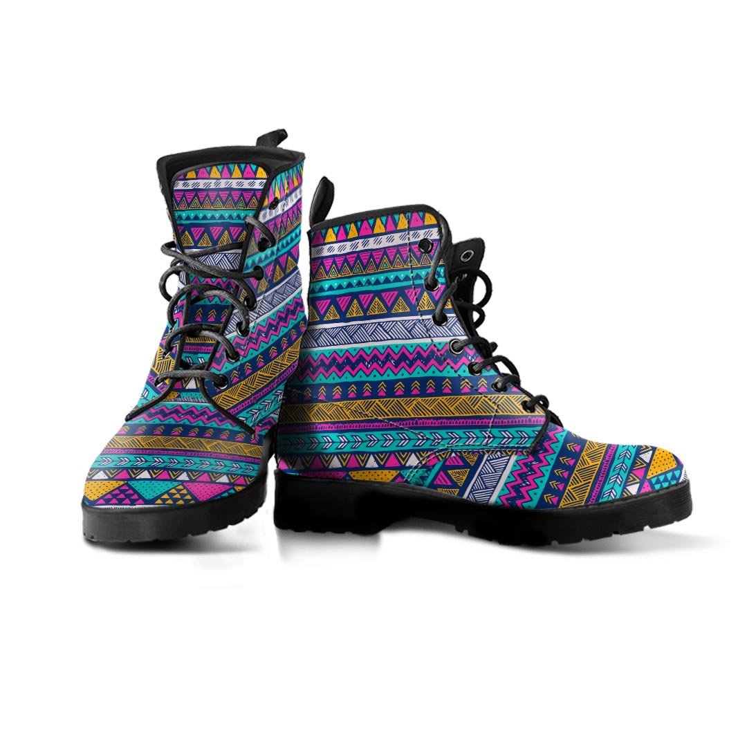 Multicolor Indian Aztec Geometric Art Men's Boots-grizzshop
