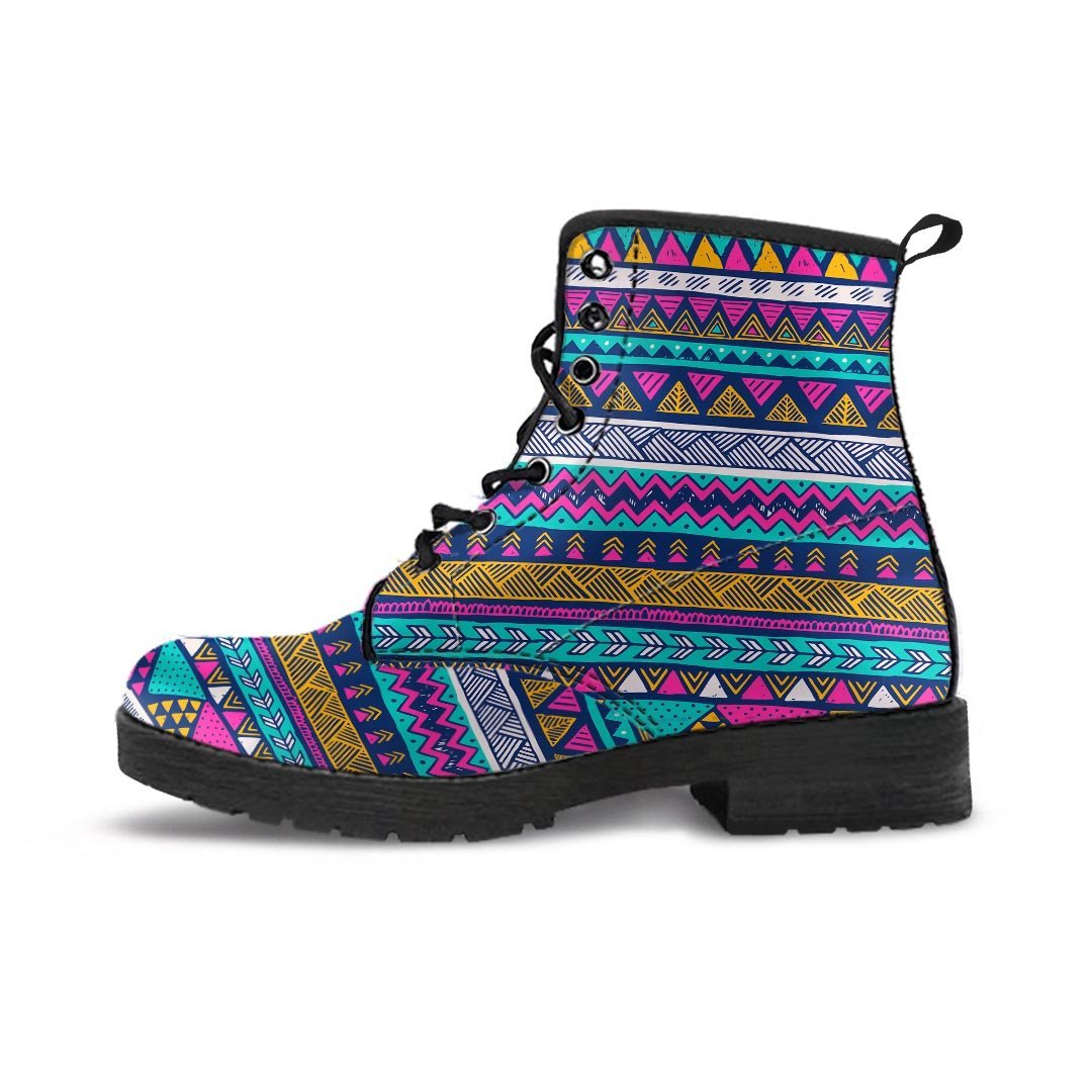 Multicolor Indian Aztec Geometric Art Men's Boots-grizzshop