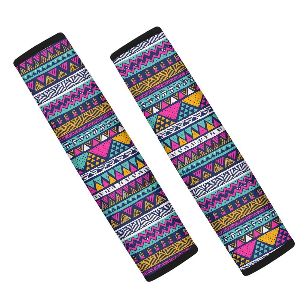 Multicolor Indian Aztec Geometric Art Seat Belt Cover-grizzshop