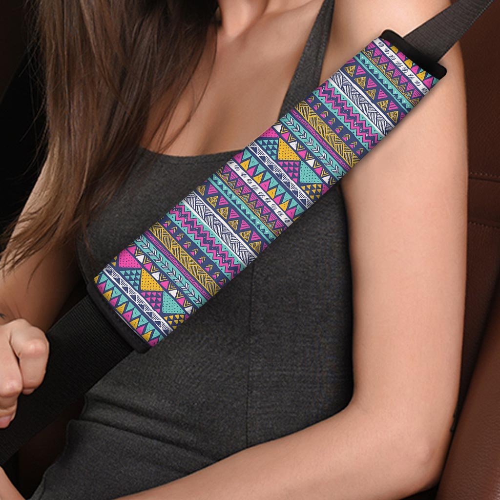 Multicolor Indian Aztec Geometric Art Seat Belt Cover-grizzshop