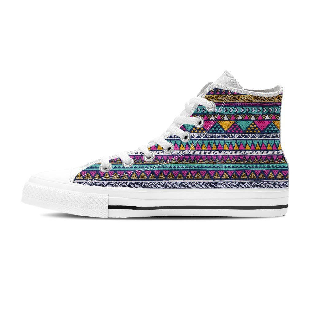 Multicolor Indian Aztec Geometric Art Women's High Top Shoes-grizzshop
