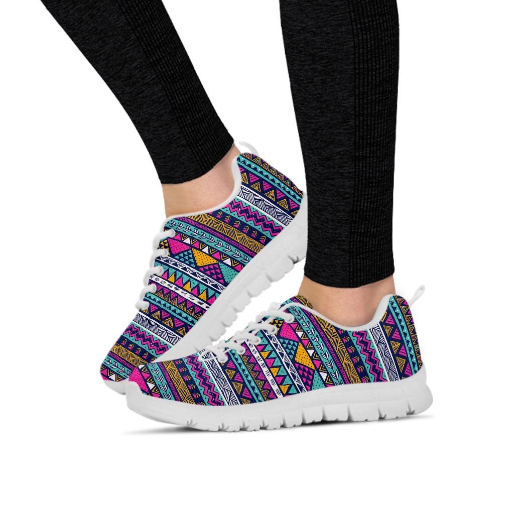 Multicolor Indian Aztec Geometric Art Women's Sneakers-grizzshop