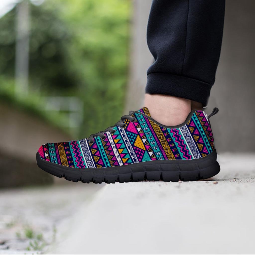 Multicolor Indian Aztec Geometric Art Women's Sneakers-grizzshop