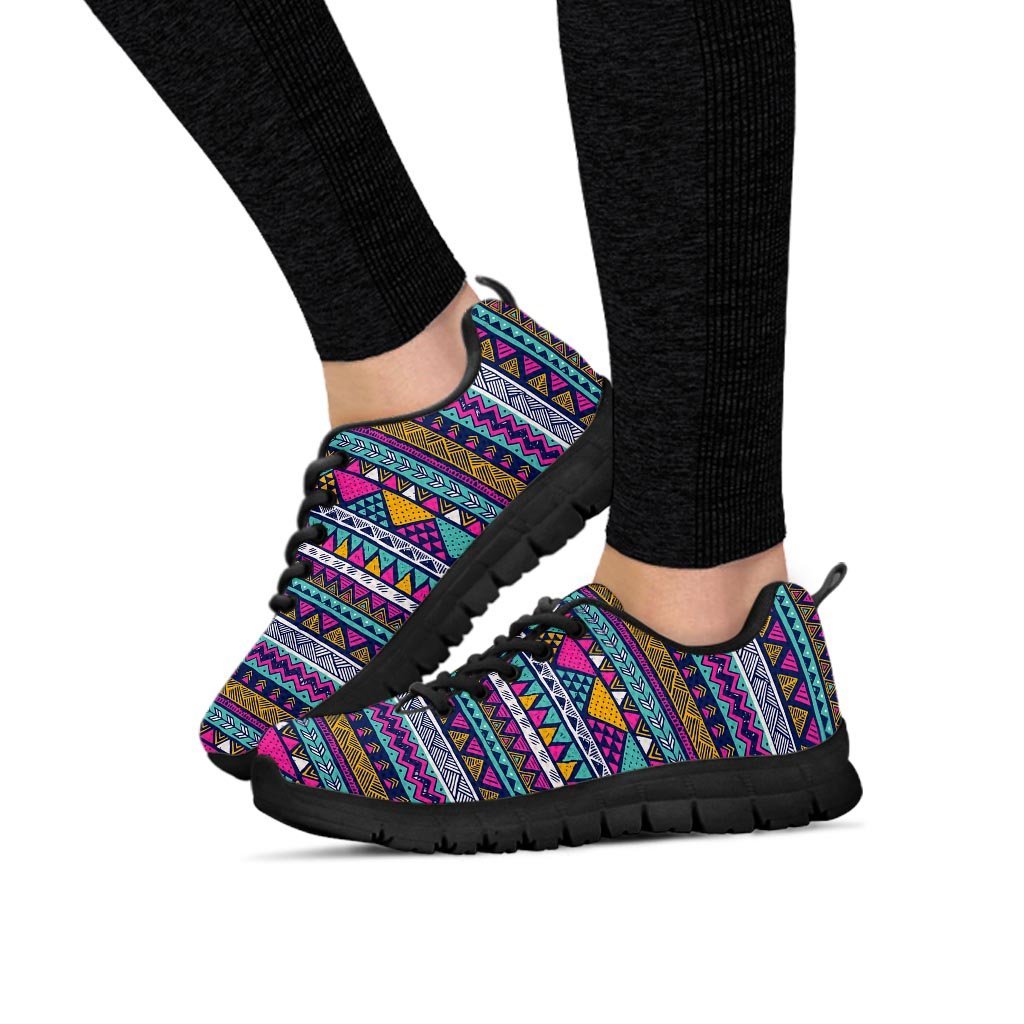 Multicolor Indian Aztec Geometric Art Women's Sneakers-grizzshop