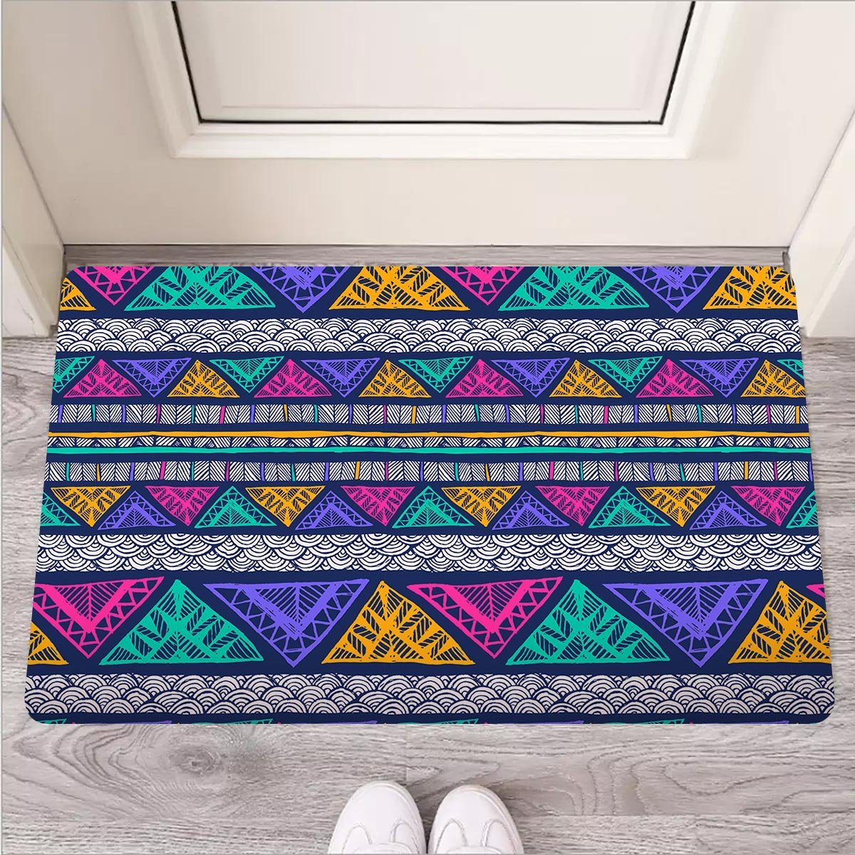 Multicolor Native Aztec Abstract Doodle Door Mat-grizzshop