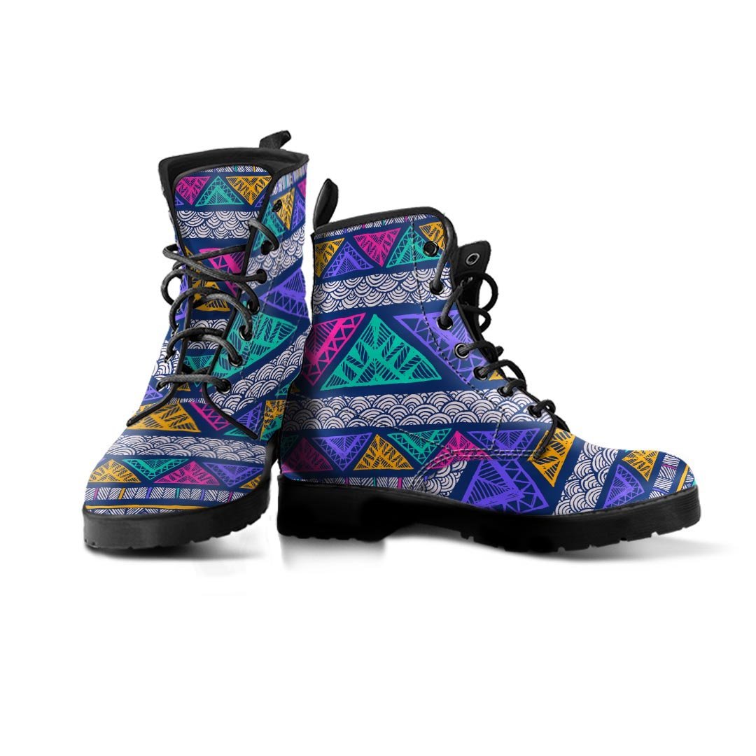 Multicolor Native Aztec Abstract Doodle Men's Boots-grizzshop