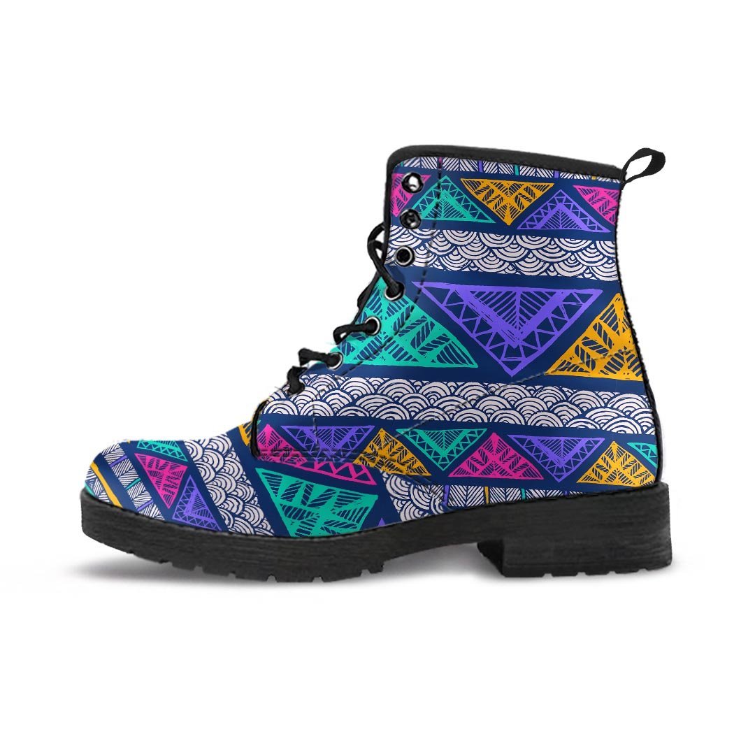 Multicolor Native Aztec Abstract Doodle Men's Boots-grizzshop
