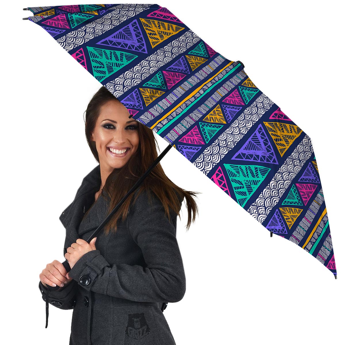 Multicolor Native Aztec Abstract Doodle Umbrella-grizzshop