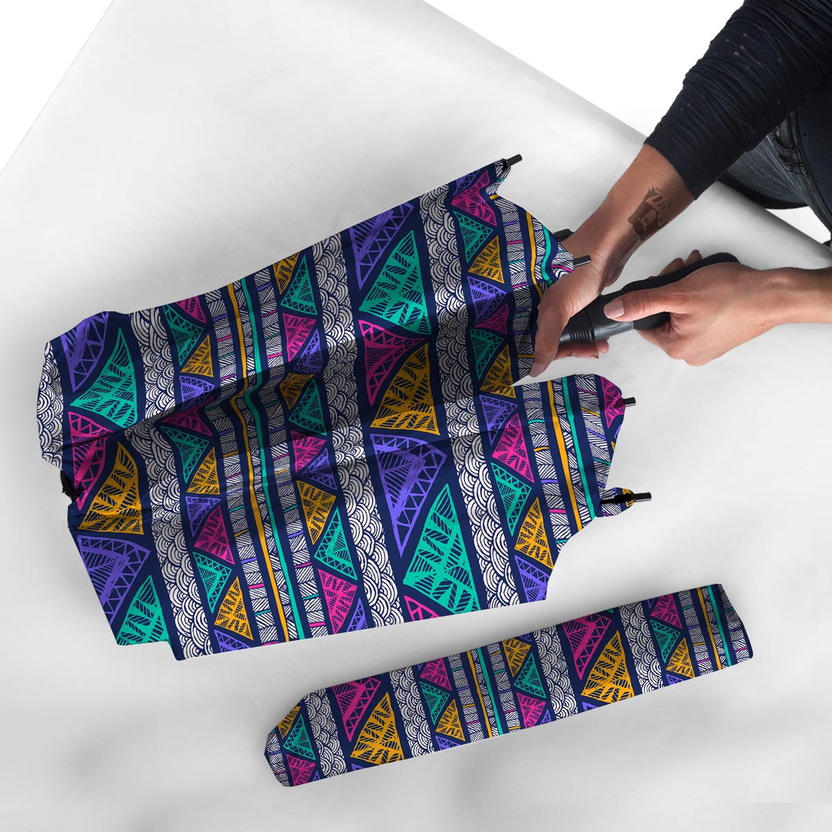 Multicolor Native Aztec Abstract Doodle Umbrella-grizzshop