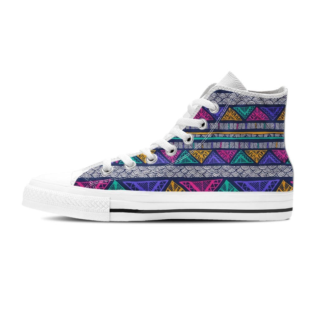 Multicolor Native Aztec Abstract Doodle Women's High Top Shoes-grizzshop