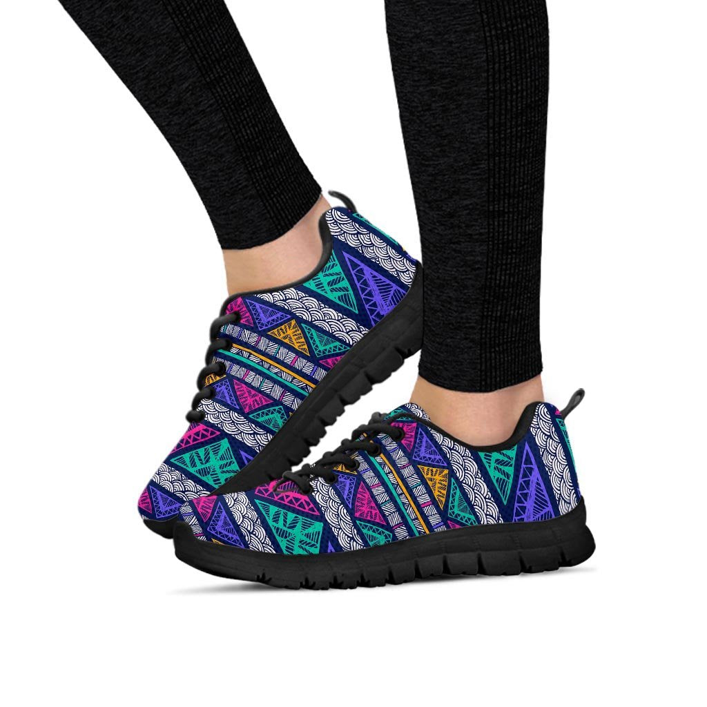 Multicolor Native Aztec Abstract Doodle Women's Sneakers-grizzshop